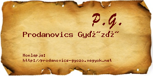 Prodanovics Győző névjegykártya